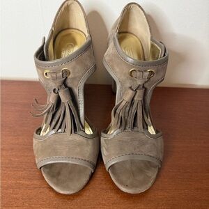 COACH Tristan Taupe SuedeTassel Heels